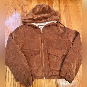 Ashley Sunrise Collection Brown Corduroy Hooded Jacket (Juniors, size XL)